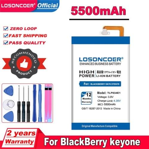 TLP034E1 5500mAh BAT-63108-003 Battery for BlackBerry keyone / alcatel DK70 DTEK70 Built-in Li-ion bateria Li-Polymer Batterie