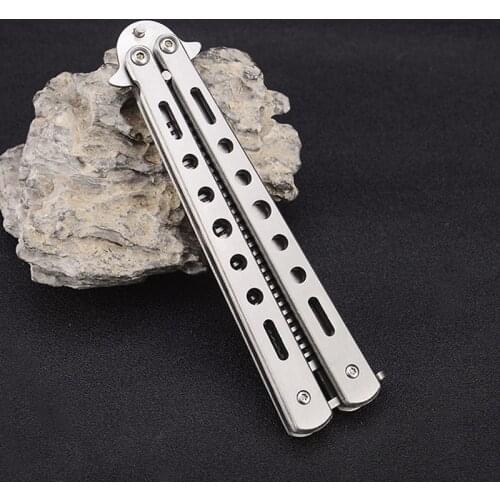 Training Folding Knife Dull Tool Outdoor Camping Knife Comb Stainless Steel Silver Black Practice Butterfly In Knife Trainer