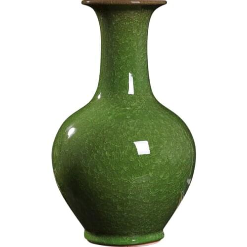 High temperature Chinese ice crack green glazed porcelain ceramic vases for home decoration No base