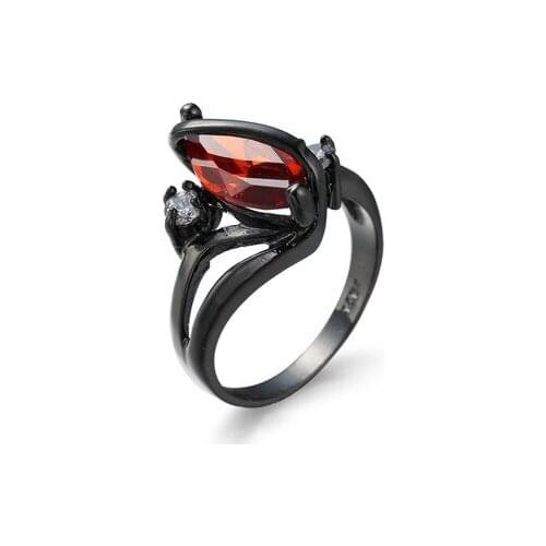 Hot Fashion Luxury Vintage Black Gold red Garnet Zircon Oval Crossed Rings For Women Wedding Jewelry bijou bague