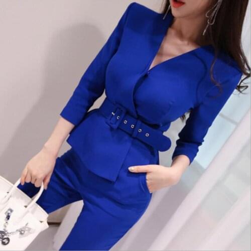 2020 summer new fashion OL temperament overalls women V-neck Slim professional jumpsuit office lady