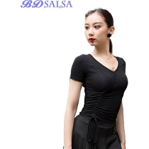 2020 Tops Latin Dance Clothes Female The New Sexy Practice Clothing Dancing Clothes Modern Dance Coat ZD30 Cotton V-neck Top