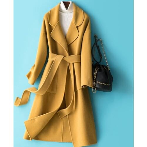 2020 Autumn Winter 100% Wool Coat Women Korean Style Long Woman Jacket Fashion Coats and Jackets Womens Abrigo Mujer WPY1427