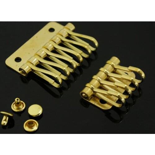 1 x Solid Brass metal key snap hook key holder Key Row Rivet Hook Keyring Organizer Holder Leather Craft Key case purse Hardware