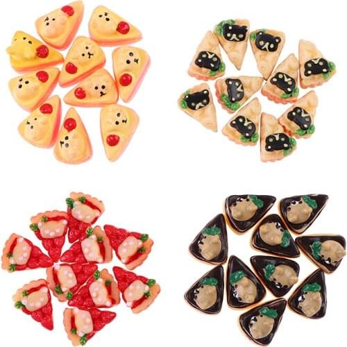 10Pcs/Set Doll House Eco-Friendly Resin Kitchen Popular Bear Cake Accessories Craft Play Doll House Toy For Dollhouse Kitchen