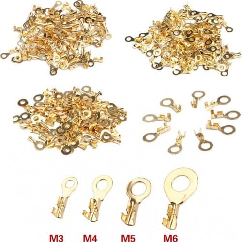 100pcs/lot Copper Circular Splice Terminal 3.2/4.2/5.2/6.2mm Dia Wire Naked Connector Bare Ring Lug Terminal Connector