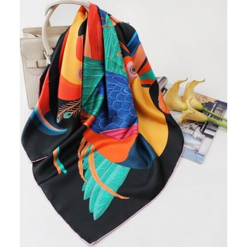 100% Twill Silk Scarf Bird Print Scarf Animal Scarf Personlized Scarf Mothers Gift Square Shawls Wraps Neck Scarfs