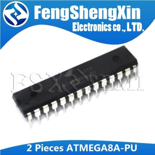 2Pcs ATMEGA8A-PU DIP-28 ATMEGA8A 8-bit with 8K Bytes In-System Programmable Flash