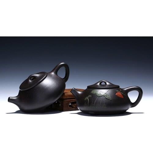 220ml Chinese Yixing Teaware Stone Scoop Tea Pot Handmade Tea set Tea Set Wine Set Black Zhu mud Customized high-end gifts