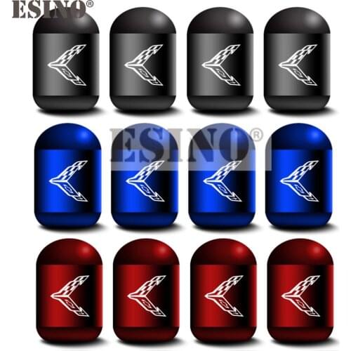 4 x Car Styling Aluminum Alloy Wheel Tire Valve Caps Valves Tyre Stem Air Caps Airtight Covers for Corvette C6 C7 C8 Z06 ZR1
