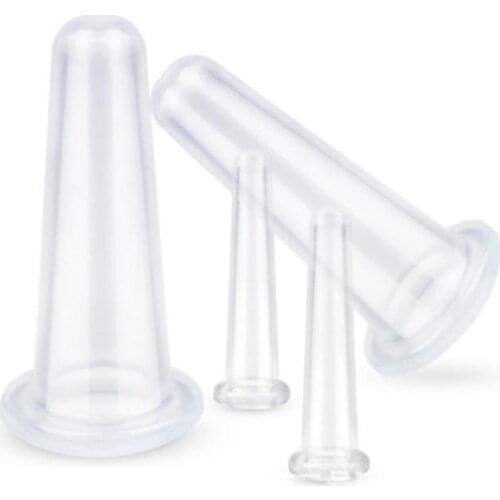 4pcs/set Silicone Suction Cup Vacuum Facial Massage Cup Durable Practical Silicone Massage Cup