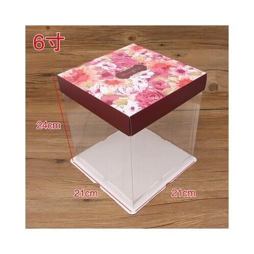 5pcs 4 -6-8-10 inch birthday Cheese cake box gift /snack / Portable boxes with nets