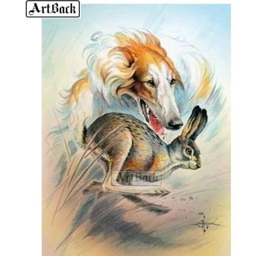 5D Diamond Painting Dog Rabbit 3D Full Square Drill Diamond Embroidery Animal Kit Rhinestone Mosaic Art Home Decoration Gift