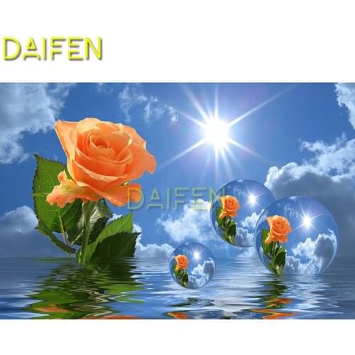 5D DIY Diamond embroidery Cross stitch sunshine Full Round Diamond painting Sea surface Full Square Diamond mosaic golden rose