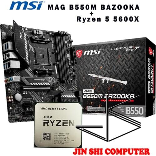 AMD Ryzen5 5600x R5 5600x CPU + MSI MAG B550M BAZOOKA Motherboard Set meal Socket AM4 New / no fan