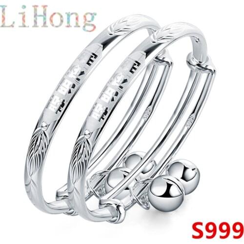 Authentic Jewelry 100% Sterling Silver S999 Bracelet Baby Girl Boy Gift Childrens Jewelry Gift Bracelet