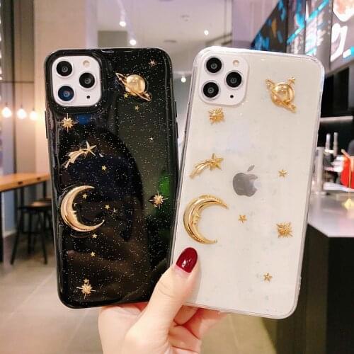 Glitter 3D Star Luxury Phone Case For iPhone 11 12 Pro Mini Max 7 8 6 6s Plus XS Max X XR SE 2020 Clear Cute Sequins Back Cover