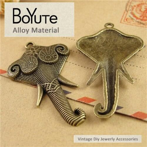 BoYuTe (30 Pieces/Lot) 44*26MM Antique Bronze Plated Metal Vintage Long Nose Elephant Pendant Diy Handmade Jewelry Making