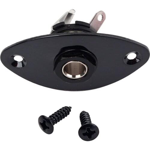 Black Oval Input Output Plate Jack Plug Socket for Electric Guitar Retrofits Spare Parts