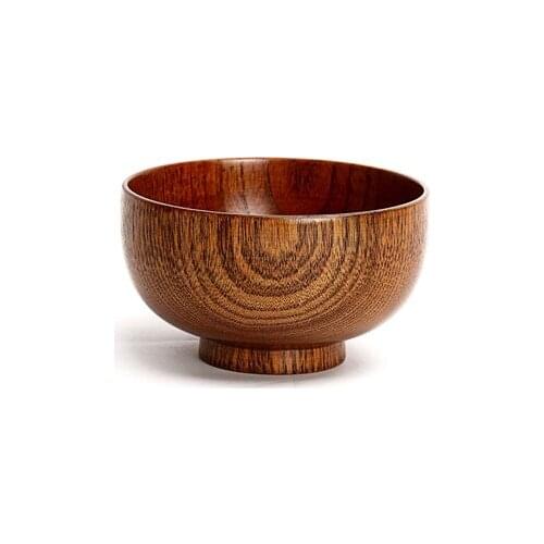4 pcs/lot Home Tableware Jujube Wood Bowl Childrens Protection Unbreakable Anti-scald Hot Soup Noodle Bowl Japanese Wooden Bowl