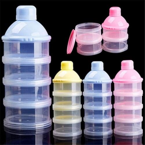 Travel Kids Baby Feeding 4 Layers Milk Powder Dispenser Bottle Storage Container Toddler Portable Formula Dispenser Box