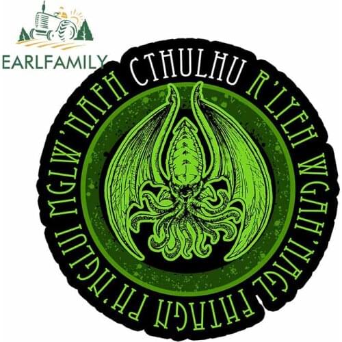 EARLFAMILY 13cm x 12.9cm for Nvoking Cthulhu Mysterious Character Green Car Stickers Motorcycle Decal VAN Anime Car Assessoires