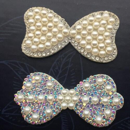 Non-woven Fabric Pearl Rhinestones Embellished Bow Tie Jewelry DIY Hairpin Headband Accessories Clothing Accessories