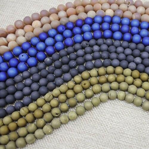 Electroplating Black Agates Round Beads Natural Stone Beads Pick Size 8/10mm Beads For Jewelry Making Bracelet Necklace Beads