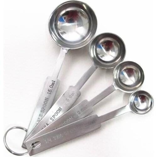 Hot Sell New 4pcs Measuring Spoons Set Stainless Steel Kitchen Tea Coffee Measure Scoop S