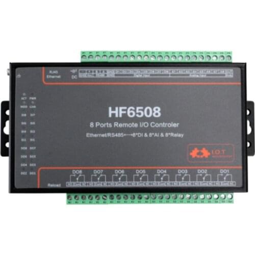 HF6508 8 DI 8 DO 8 Way IO controller RS485 Ethernet Remote Relay Controller IOT Device Support Modbus TCP RTU