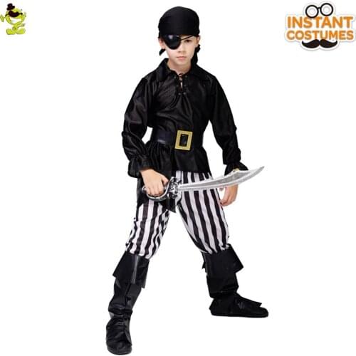 Boys Pirate Boy Costume for Halloween Party Childrens Day Fancy Dress Up Carnival Cosplay Buccaneer Outfits for Kids