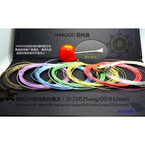 Tefloned silver plated 5N high purity copper 23cores25awg/OD:0.62mm 12meters
