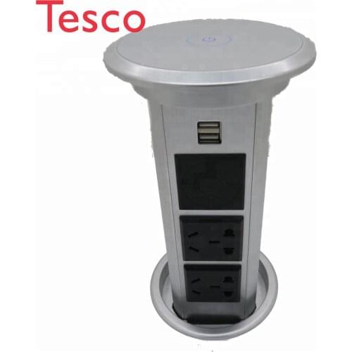 Motorized 3 Round Pin Extension Pop Up Outlet Socket With USB