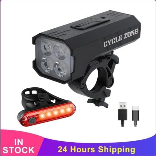 MTB Bicycle Bike Front Rear Lights Set Mountain Bike Night Cycling Headlight USB LED Safety Warning Taillight Bike Accessories