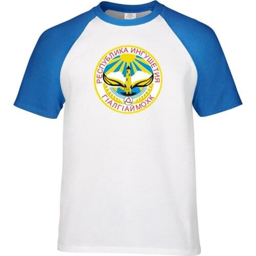 Coat of arms of the Republic of Ingushetia Men Raglan sleeves T-shirt Summer Tops Tees Fashion tshirts