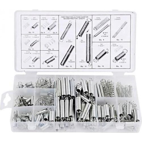 Spring Assortment Set 200 Pieces Zinc Plated Compression Extension Springs for Repairs Coil Spring Tension Spring Pressure Kit