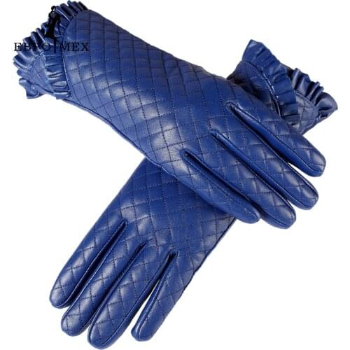 Gloves women,Genuine Leather,Cotton lining,blue leather gloves,leather gloves for women,Female gloves