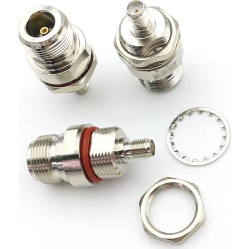 SMA female to N type female straight chassis bulkhead nut