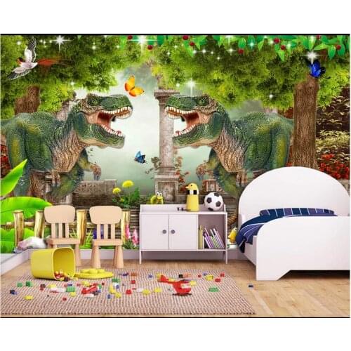 Custom photo wallpaper 3d mural wallpaper for walls 3d Dream forest big tree scenery dinosaur childrens room kids room mural