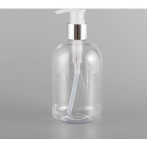 300ml 12pcs/lot Clear Plastic Empty Lotion Bottles With Silver Lotion Pump for Shampoo, Personal care