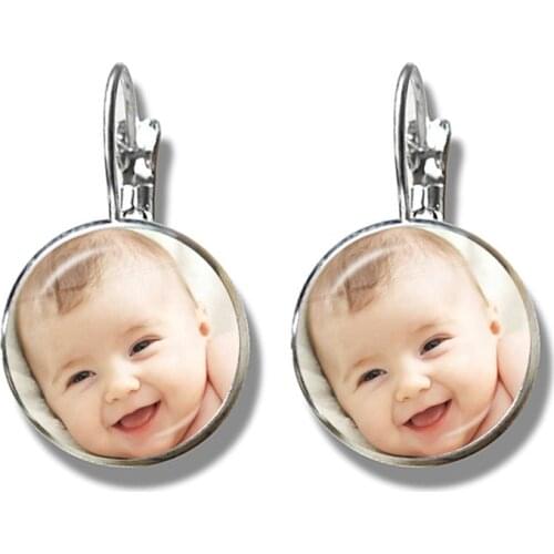 Handmade Personality Photo Family Photo Baby Child Dad Mom Brother Sister Grandparents Family Portrait Earrings Private Custom