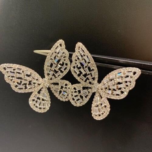 Big size copper with cubic zircon butterfly stud earring insect fashion women jewelry 32*32MM free shipping