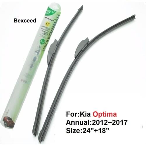 Bexceed of Car Windshield Universal Flat Wiper Blade for Kia Optima . 1 Pair(24"+18") 2012~2017