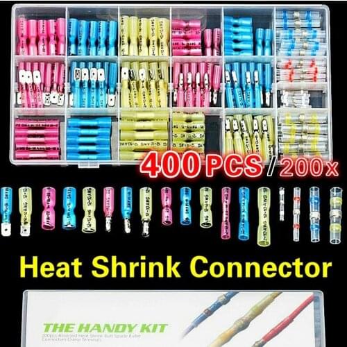 200/ 400 Pcs Electrical Wire Heat Shrink Connectors & Solder Seal Connectors & Male Female Terminal Connector Kit