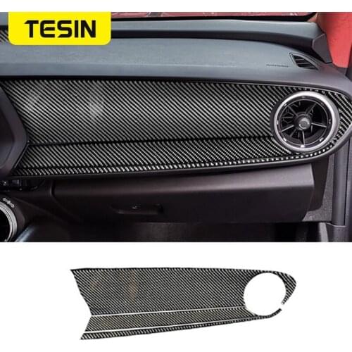 TESIN Soft Carbon Fiber Car Interior Dashboard Frame Decoration Stickers Trim for Chevrolet Camaro 2017-2019 Car Accessories