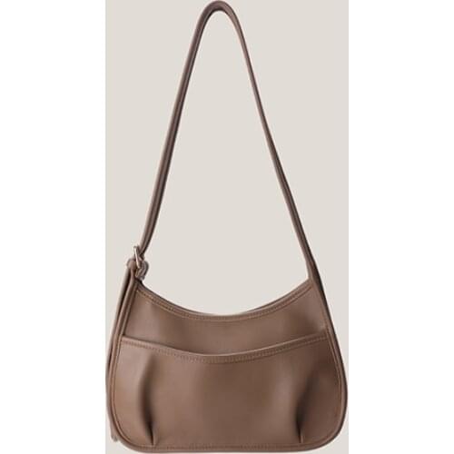 Vintage Folds PU Leather Crossbody Shoulder Bag for Women 2021 New Korean Fashion Designer Messenger Hobos Baguette Bags Handbag