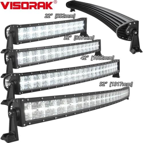 VISORAK 22 32 42 52" Inch 7D Curved LED Work Light Bar White Cross Light Offroad Truck LED Bar For SUV ATV Car 4WD 4x4 Auto