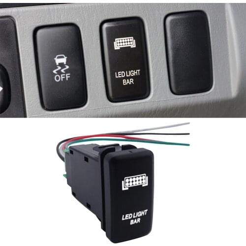 Wsen LED Light Bar Symbol Push Switch White Backlight ON-Off with Connector Wire Kit Fit For Toyota Tacoma Tundra 4Runner Hilux