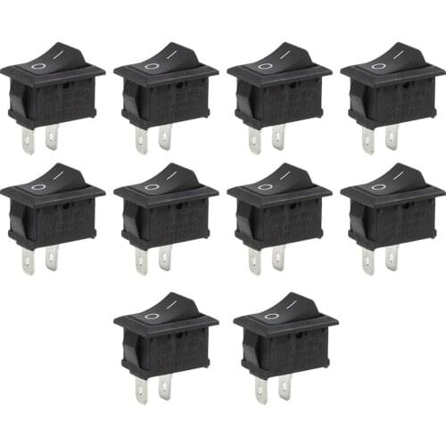 X Autohaux 10pcs Black 2 Pins Momentary Latching Switch for Car RV Truck AC 125-250V 6-10A