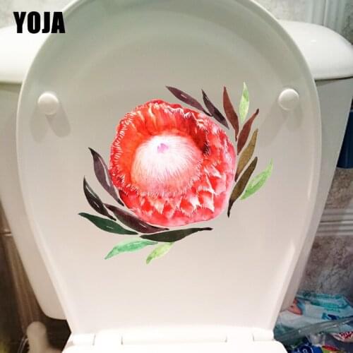 YOJA 22.5X20.6CM Red Watercolor Flower Creative Cartoon Toilet WC Decor Home Room Wall Sticker T1-1258